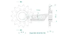 Produktzeichnung Ritzel 50-32194-15S