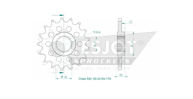 Produktzeichnung Ritzel 50-32194-17S