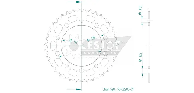 Produktzeichnung Kettenrad 50-32206-39