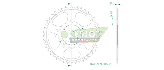 Produktzeichnung Kettenrad 50-32224-45