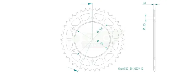 Produktzeichnung Kettenrad 50-32229-42