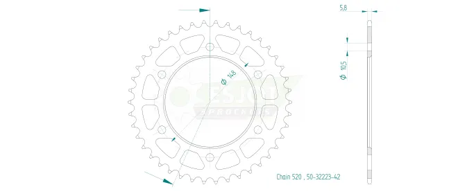 Produktzeichnung Kettenrad 50-32229-42