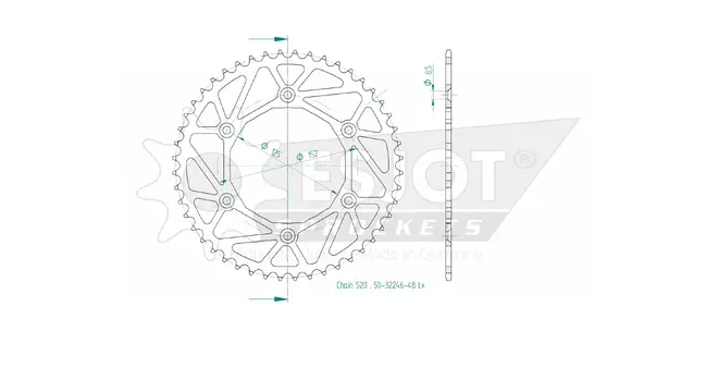 Produktzeichnung Kettenrad 50-32246-48L