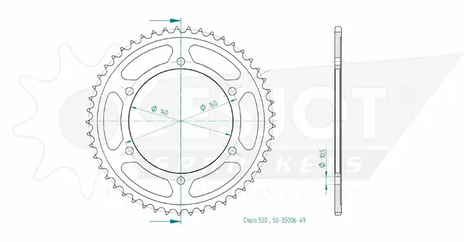 Produktzeichnung Kettenrad 50-35006-49