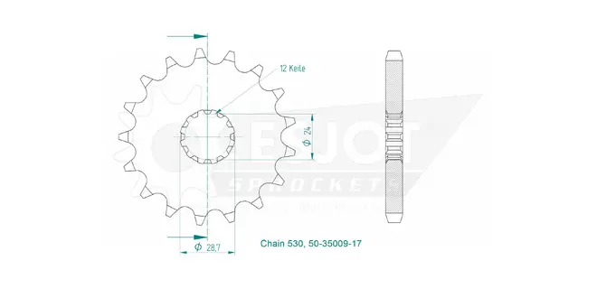 Produktzeichnung Ritzel 50-35009-17