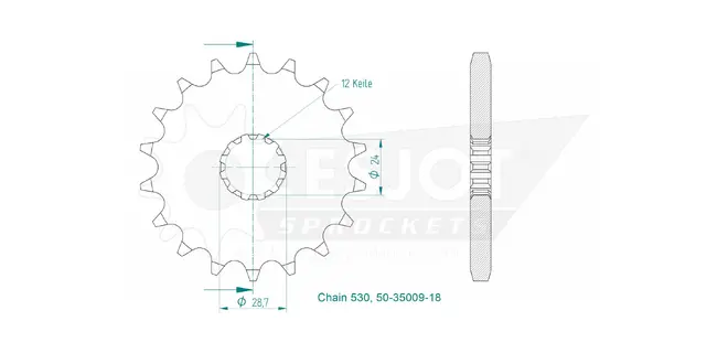 Produktzeichnung Ritzel 50-35009-18