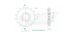 Produktzeichnung Ritzel 50-35016-16