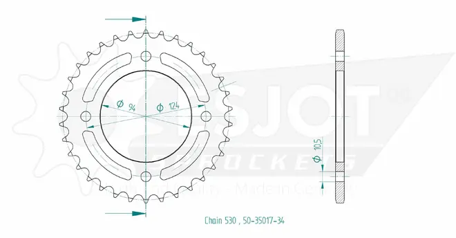 Produktzeichnung Kettenrad 50-35017-34