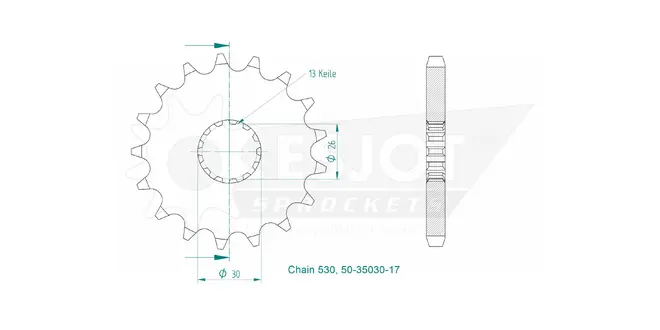 Produktzeichnung Ritzel 50-35030-17