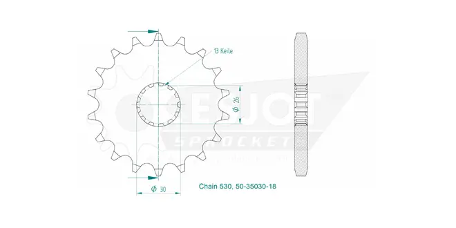 Produktzeichnung Ritzel 50-35030-18