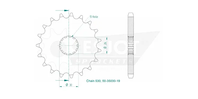 Produktzeichnung Ritzel 50-35030-19