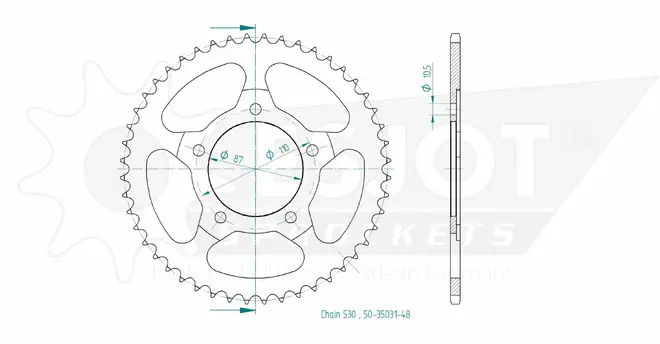 Produktzeichnung Kettenrad 50-35031-48