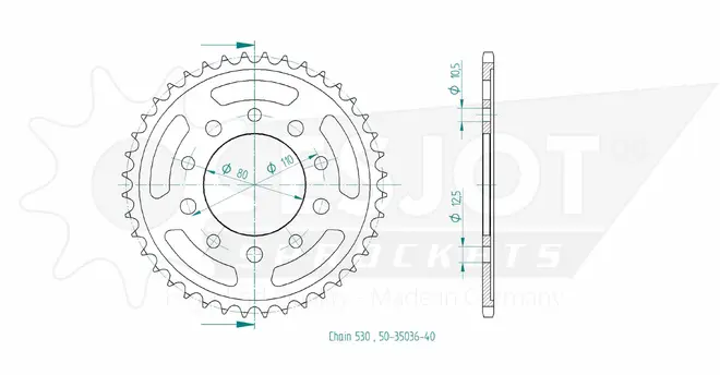 Produktzeichnung Kettenrad 50-35036-40