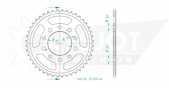 Produktzeichnung Kettenrad 50-35036-44