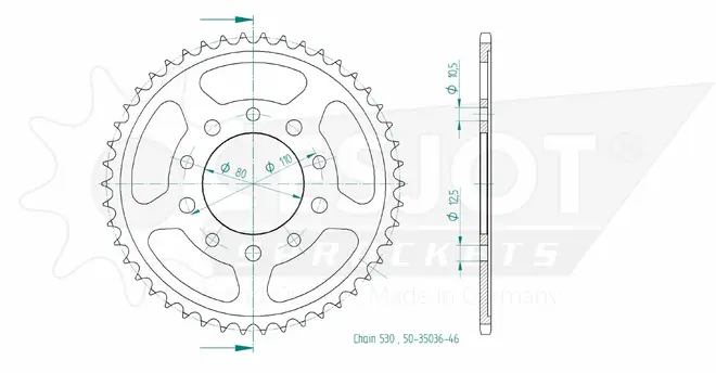 Produktzeichnung Kettenrad 50-35036-46