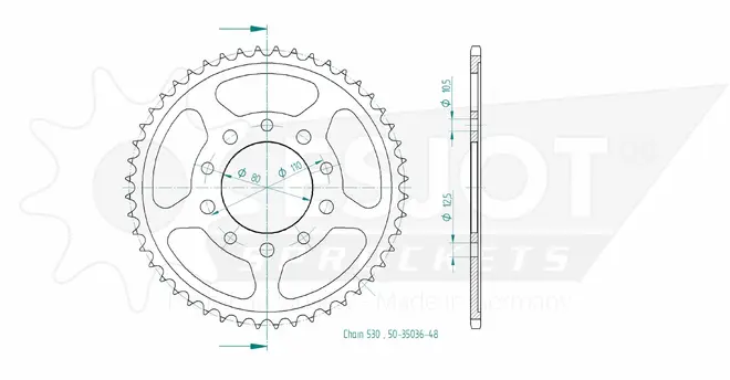 Produktzeichnung Kettenrad 50-35036-48