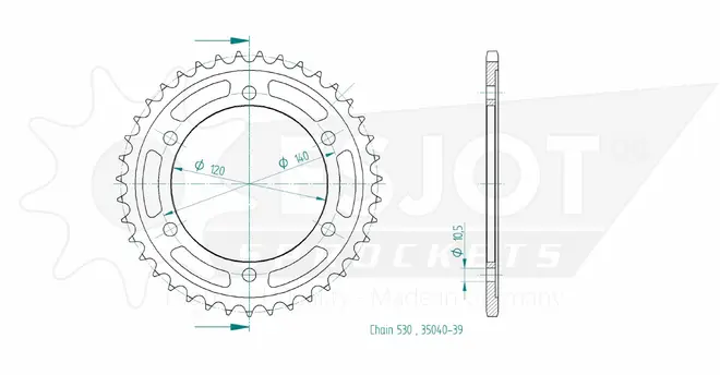 Produktzeichnung Kettenrad 50-35040-39
