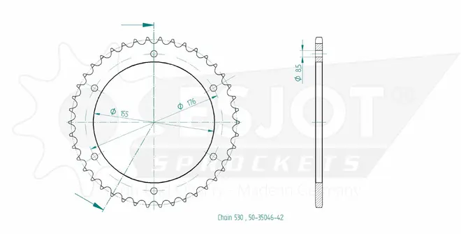 Produktzeichnung Kettenrad 50-35046-42