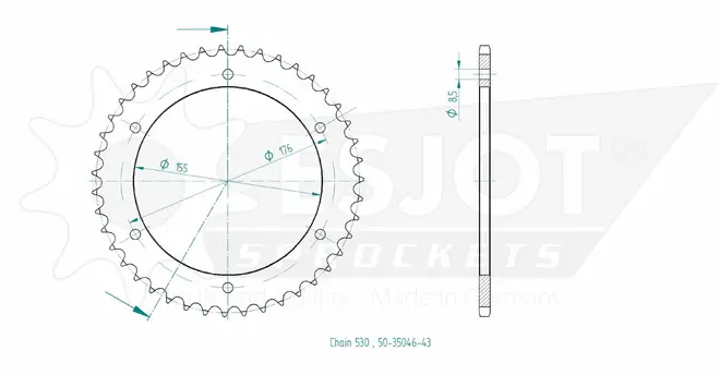 Produktzeichnung Kettenrad 50-35046-43
