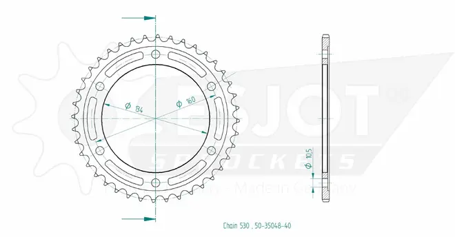 Produktzeichnung Kettenrad 50-35048-40