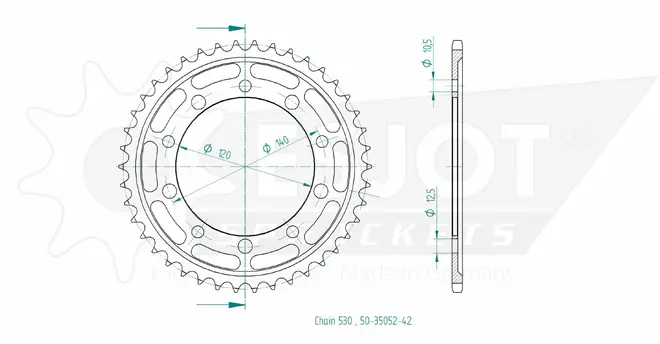 Produktzeichnung Kettenrad 50-35052-42
