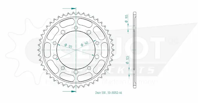 Produktzeichnung Kettenrad 50-35052-46