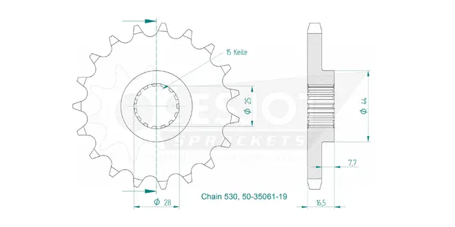 Produktzeichnung Ritzel 50-35061-19