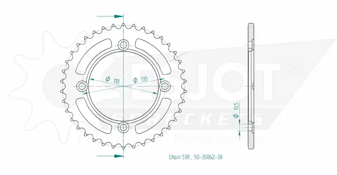 Produktzeichnung Kettenrad 50-35062-38