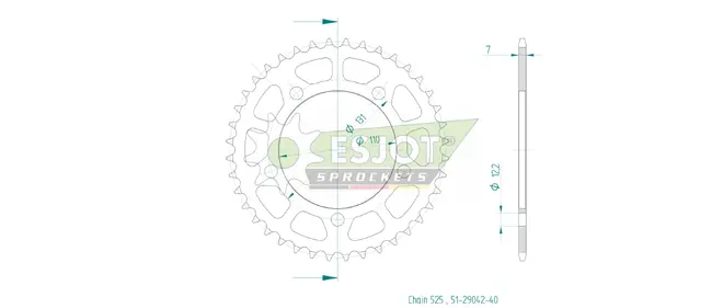 Produktzeichnung Kettenrad 51-29042-40