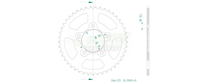 Produktzeichnung Kettenrad 51-29069-45
