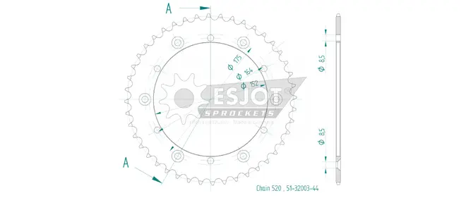 Produktzeichnung Kettenrad 51-32003-44