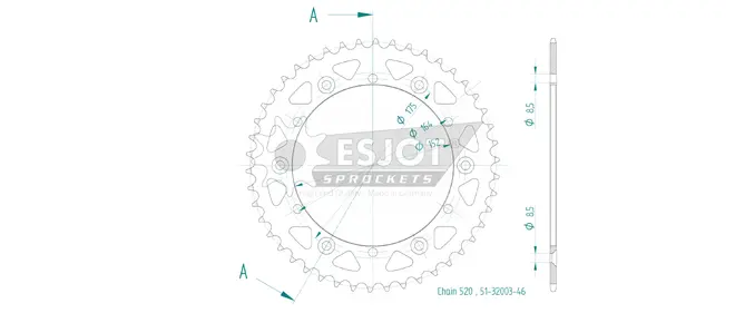Produktzeichnung Kettenrad 51-32003-46
