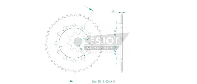 Produktzeichnung Kettenrad 51-32029-41