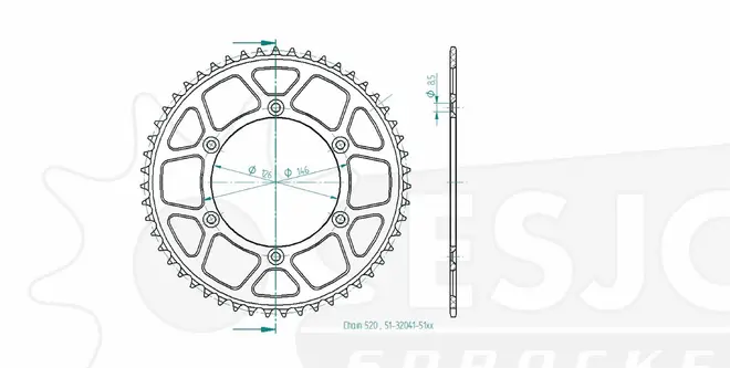 Produktzeichnung Kettenrad 51-32041-51