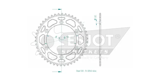Produktzeichnung Kettenrad 51-32043-46