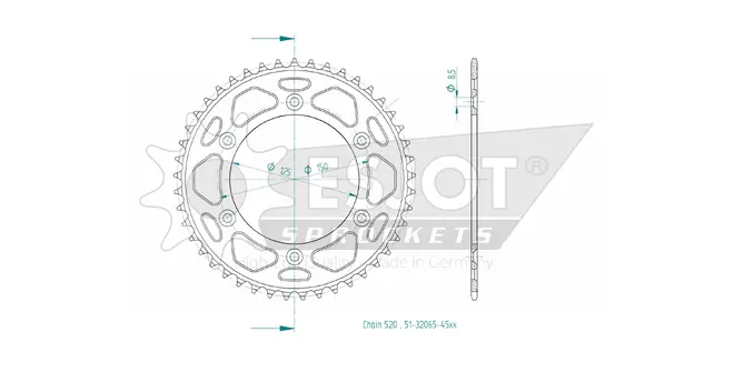 Produktzeichnung Kettenrad 51-32065-45AO
