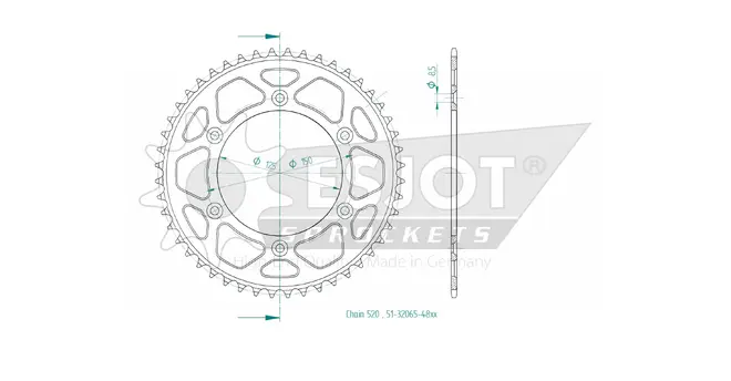 Produktzeichnung Kettenrad 51-32065-48SB