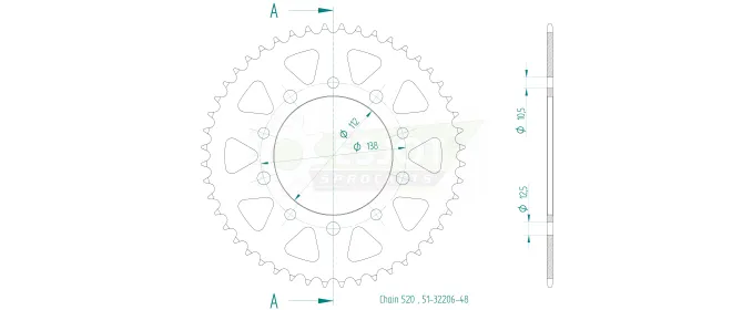Produktzeichnung Kettenrad 51-32206-48