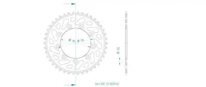 Produktzeichnung Kettenrad 51-32231-42