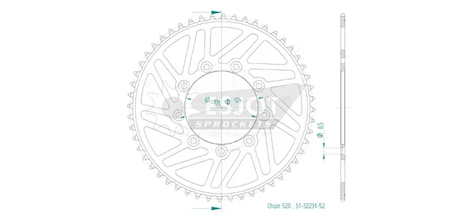 Produktzeichnung Kettenrad 51-32231-52