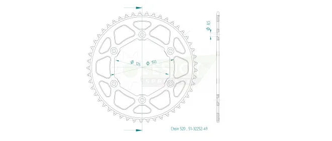 Produktzeichnung Kettenrad 51-32252-49